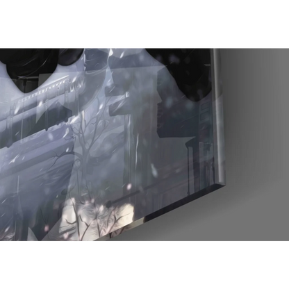 Epic Batman glass wall art in sleek transparent frame with winter scene