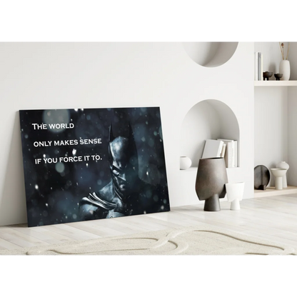 Black Batman snowy quote glass wall art canvas print