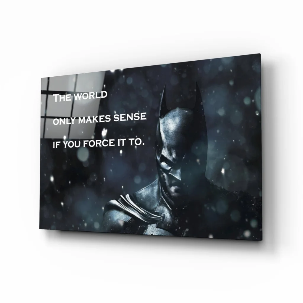 Batman snowy quote glass wall art canvas print