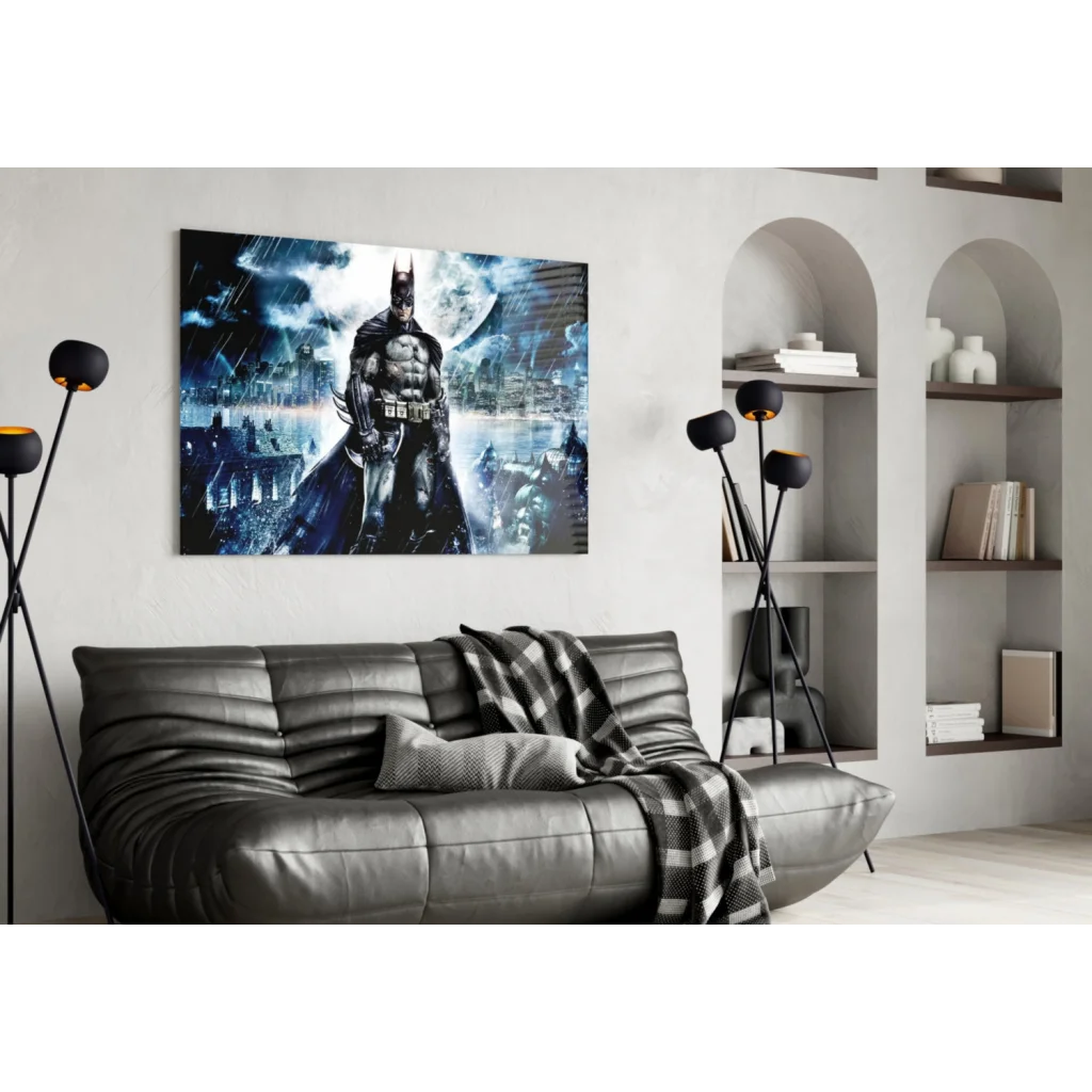 Batman Gotham Storm Glass Wall Art Canvas Print | Contemporary Home Wall Art | vintageantiquesgifts.com