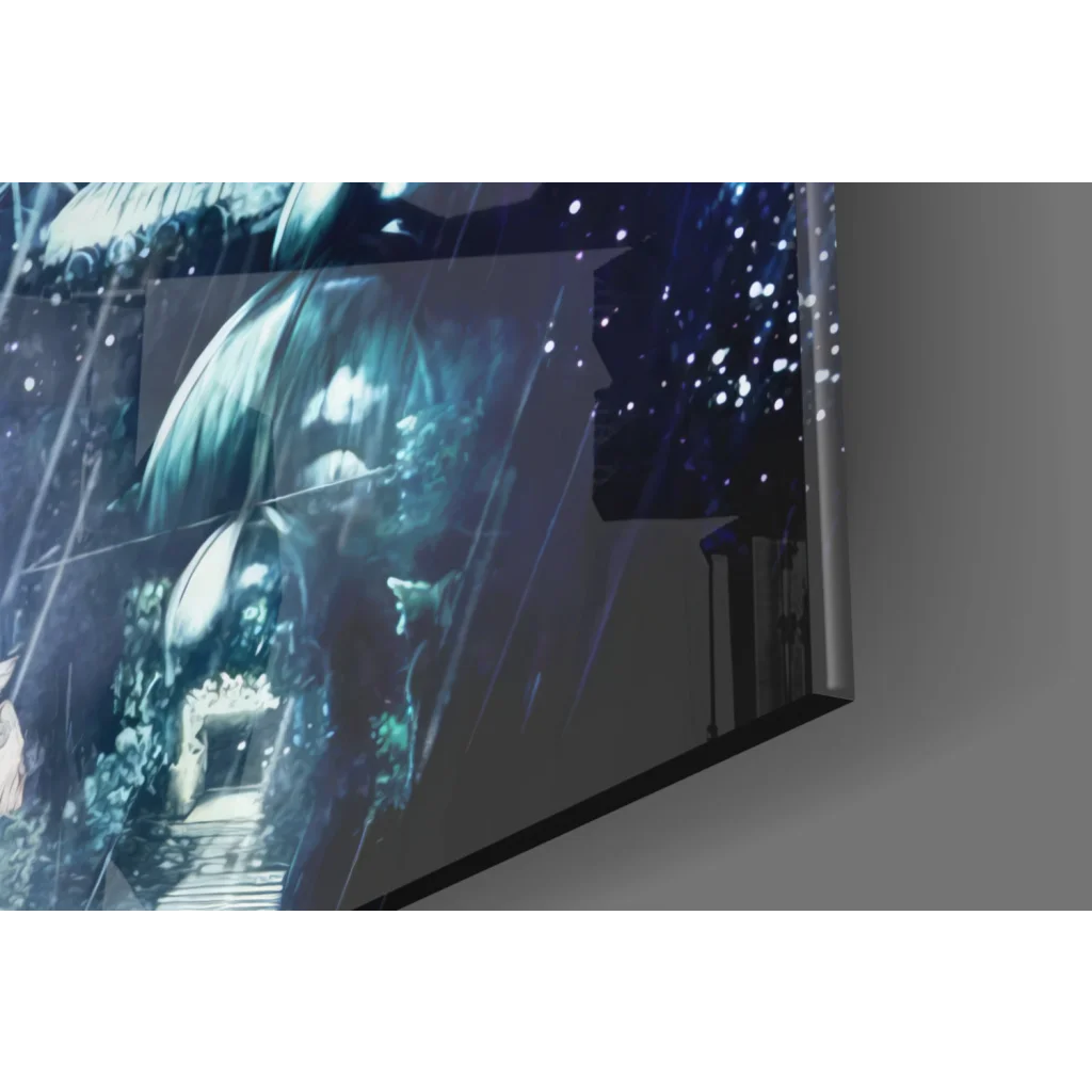 Batman Gotham Storm glass wall art with anime TV scene