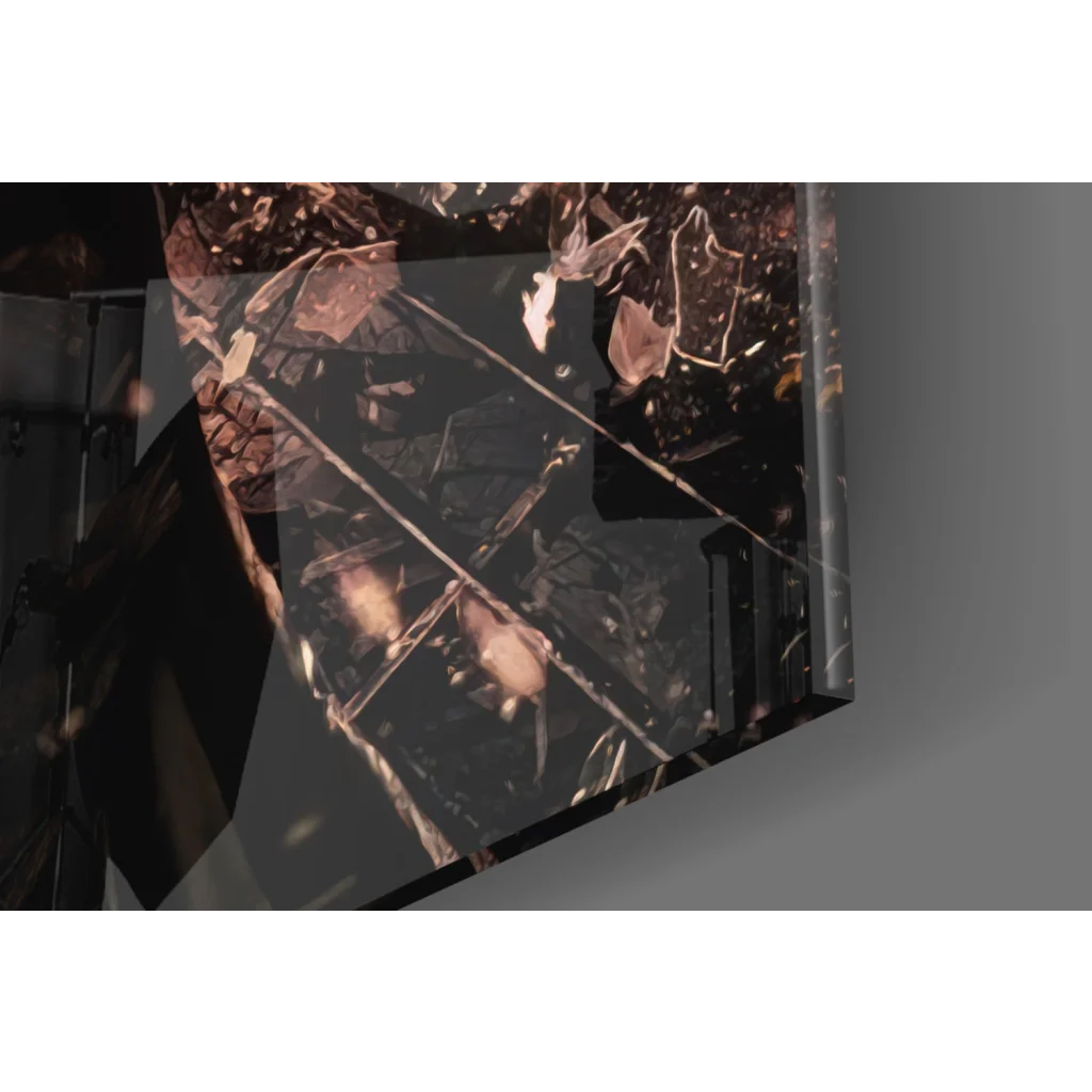 Batman Fiery Cityscape black gold leaf glass wall art panel