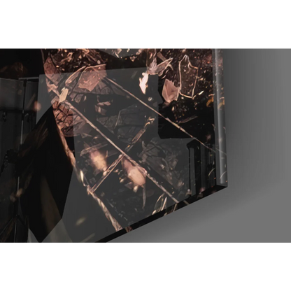 Batman Fiery Cityscape black gold leaf glass wall art panel