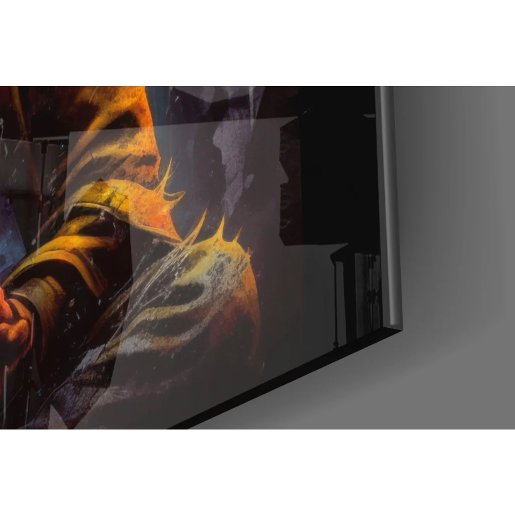 Fiery Batman vs Joker armored showdown canvas wall art