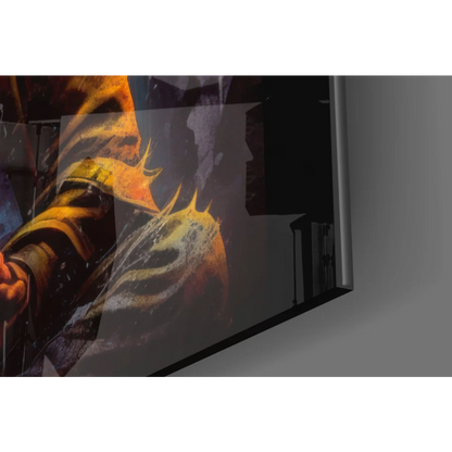 Fiery Batman vs Joker armored showdown canvas wall art