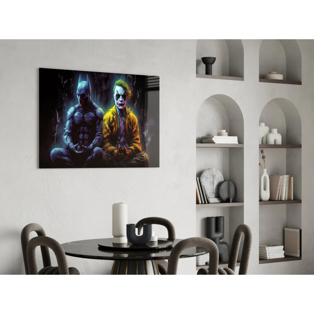 Batman vs Joker epic showdown vibrant digital wall art canvas