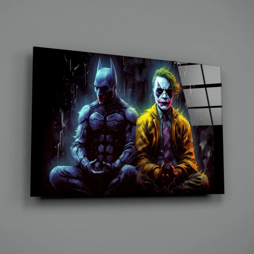 Batman vs Joker Epic Showdown Canvas Wall Art | Glass Wall Art Print | vintageantiquesgifts.com
