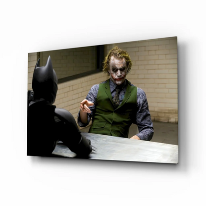 Batman vs Joker showdown glass wall art canvas print