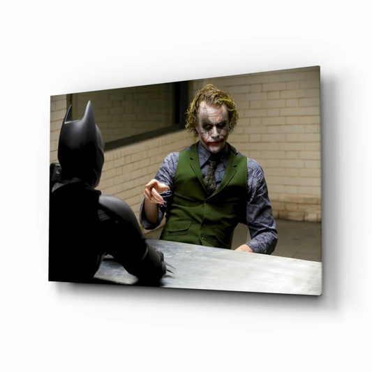 Batman vs Joker showdown glass wall art canvas print