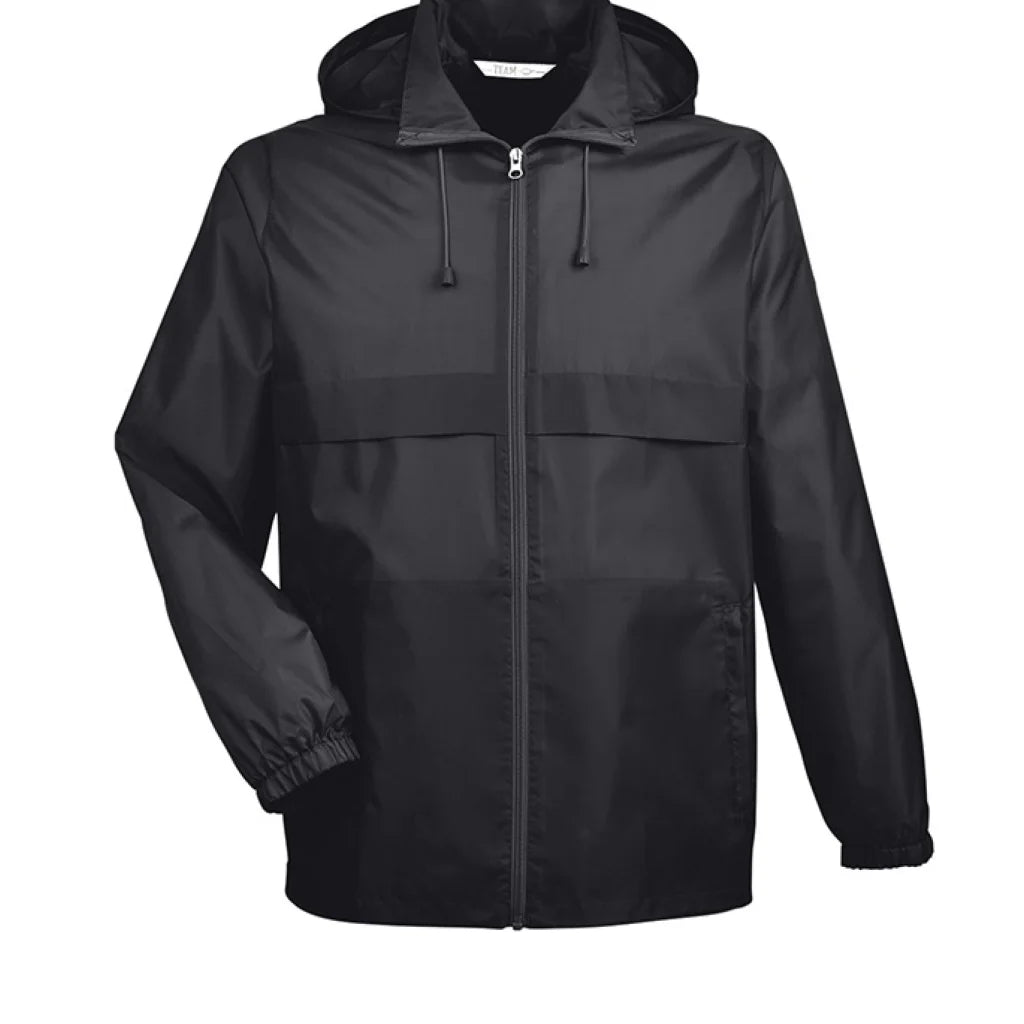 Sleek black Batman Logo zip-up hooded jacket, water-resistant