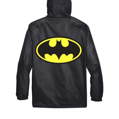 Batman logo water resistant hooded jacket raincoat