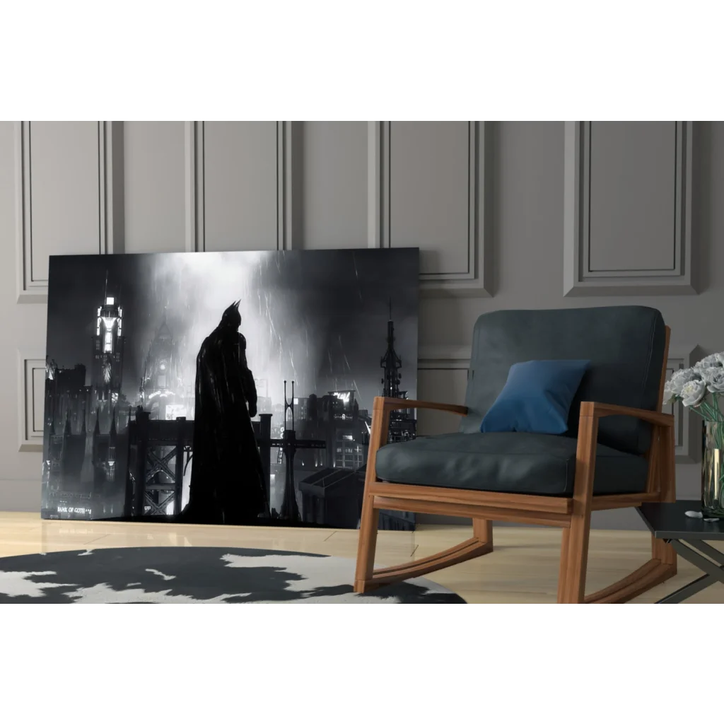 Batman Gotham skyline black white silhouette wall art print