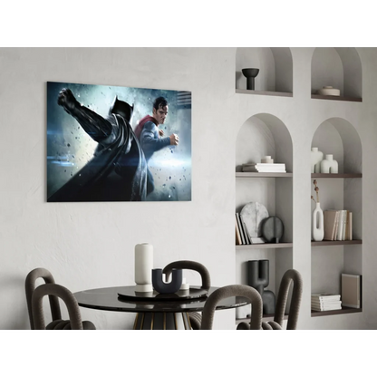 Epic Batman vs Superman glass wall art canvas print on wall