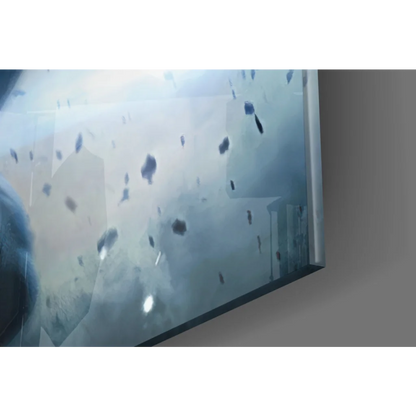 Epic Batman vs Superman glass wall art with dynamic TV scene
