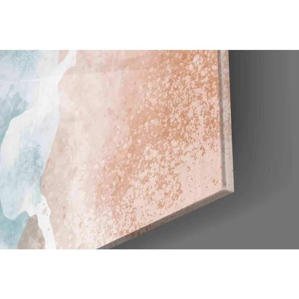 Modern turquoise peach ocean waves glass wall art canvas print