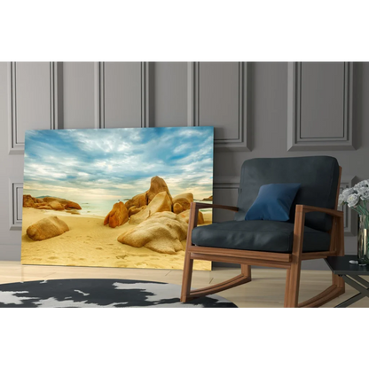 Stunning beige tan rocky beach glass wall art print