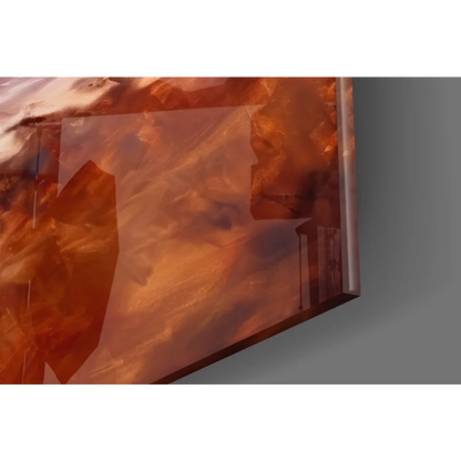 Sunset Beach Walk glass wall art canvas print in orange abstract landscape