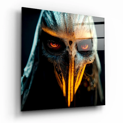 Sinister Bird Skull Glass Wall Art with Glowing Eyes | Insigneart USA | vintageantiquesgifts.com