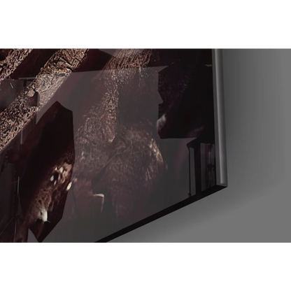 Fierce Dragon Glass Wall Art with glowing red eyes on sleek TV