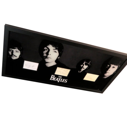 Beatles band autographed cut music display framed with signatures