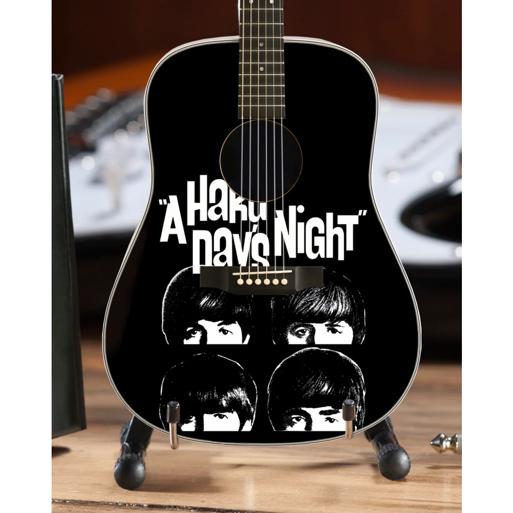 Beatles Hard Days Night mini guitar by Axe Heaven with stand