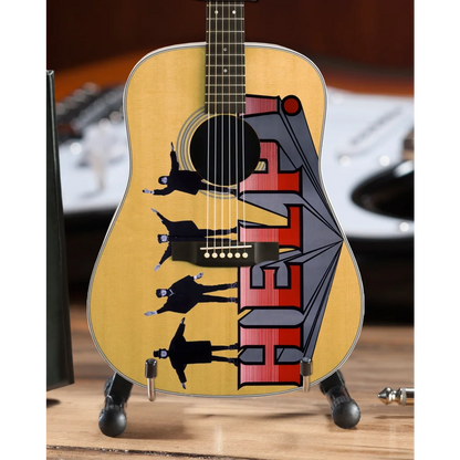 2018 Gibson Hummingbird mini guitar with Beatles Help artwork by Axe Heaven