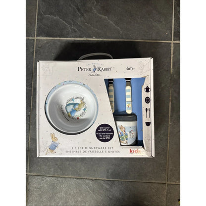 Beatrix Potter Peter Rabbit 5-piece kids dinnerware set in white ceramic