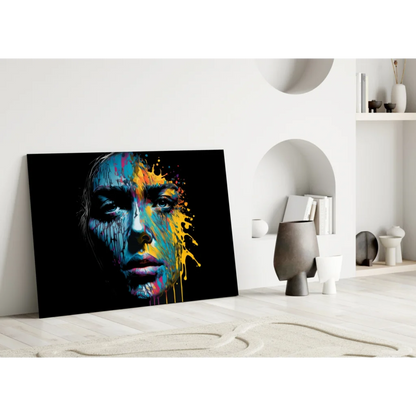 Vibrant Abstract Portrait Canvas Wall Art with Bold Paint Splash | Modern Wall Art Decor | vintageantiquesgifts.com