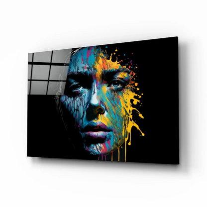 Vibrant Abstract Portrait Canvas Wall Art with Bold Paint Splash | Insigneart USA | vintageantiquesgifts.com