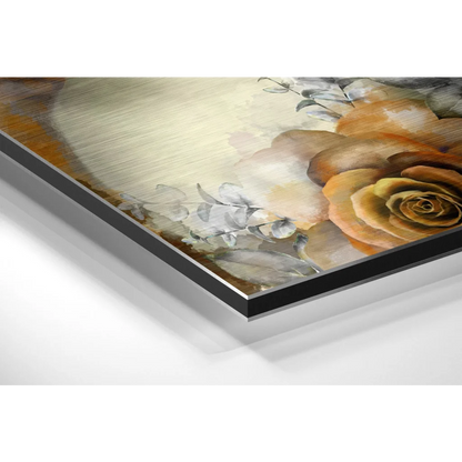 Stunning watercolor floral art on brushed aluminium dibond canvas print