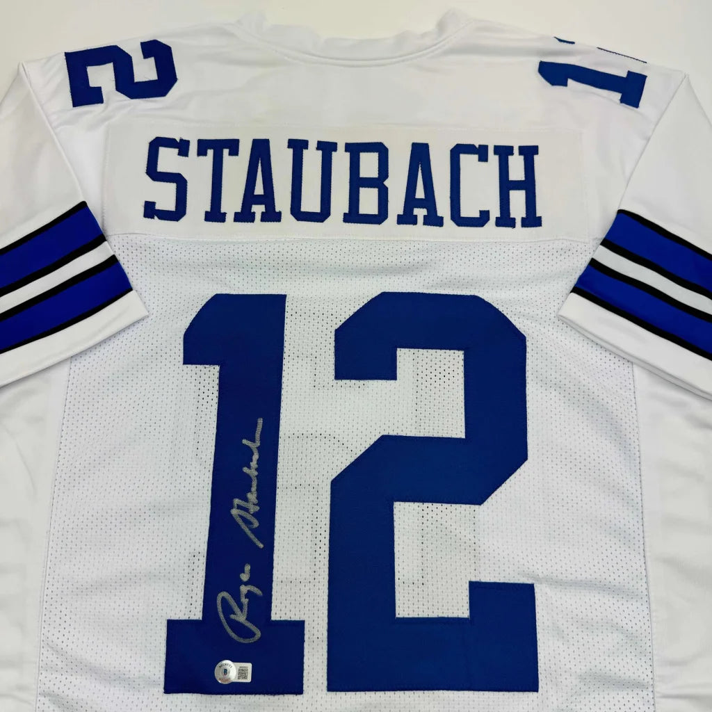 White and blue custom jersey from a professional sports league collectible