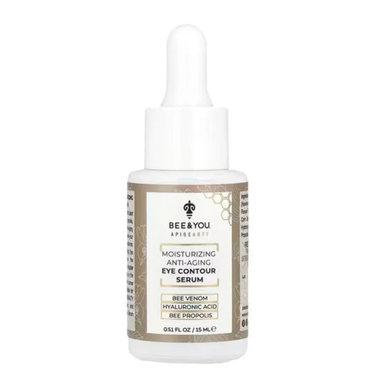 Bee & You eye contour serum in white glass bottle with dropper