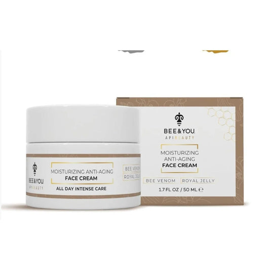 Bee & You face cream jar with royal jelly, shea butter in honeycomb box