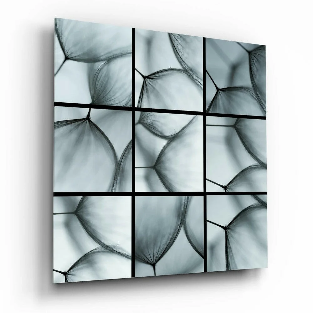 Stunning Dandelion Glass Wall Art Panel in Modern Black and White | Insigneart USA | vintageantiquesgifts.com
