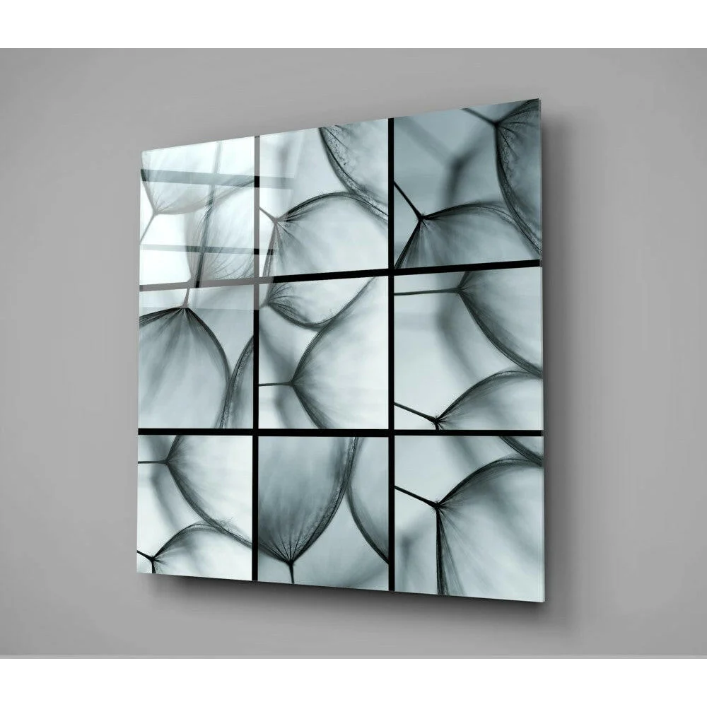Stunning Dandelion Glass Wall Art Panel in Modern Black and White | Glass Wall Art Print | vintageantiquesgifts.com