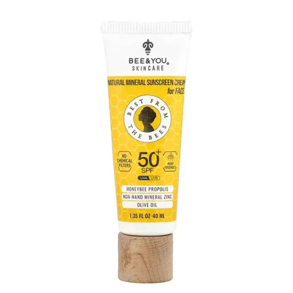 Bee & You natural mineral sunscreen with zinc oxide, propolis, honeycomb tube