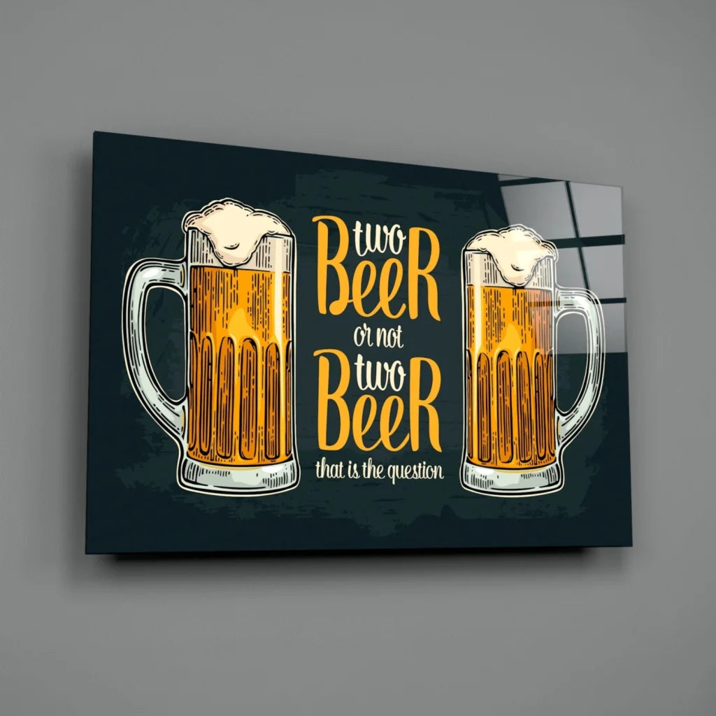 Two Beer or Not Two Beer canvas wall art print with illustrated mugs