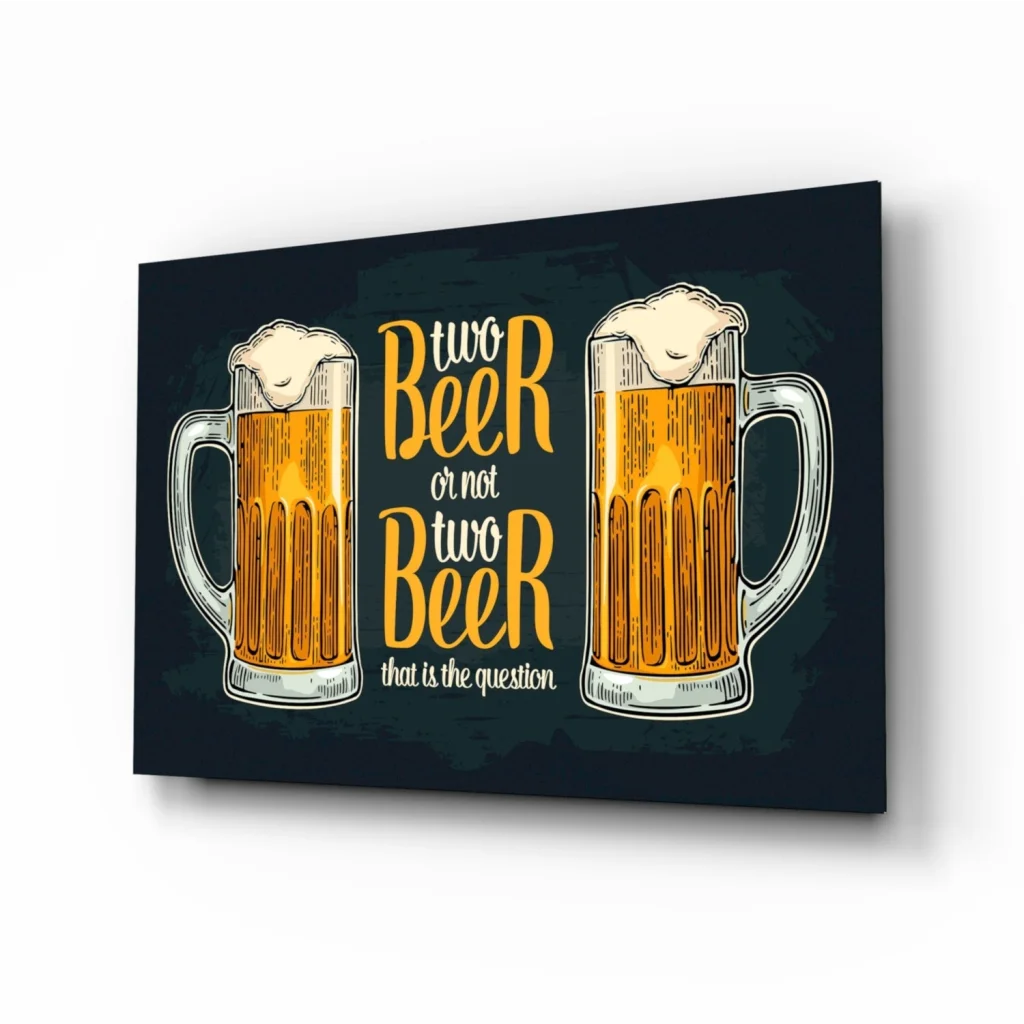 Two beer or not two beer canvas wall art print with beer mugs