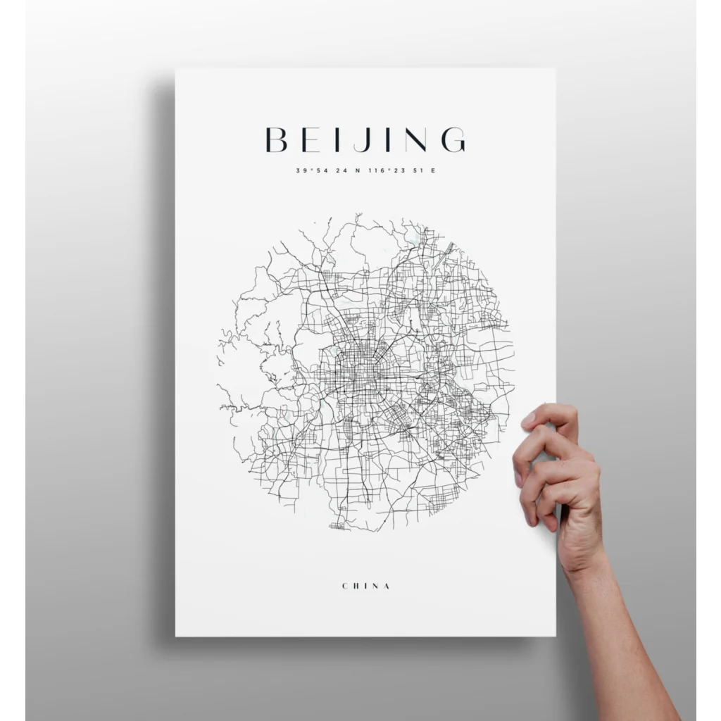 Beijing Map Insigne Aluminum Prints Transform Your Walls | Insigneart USA | vintageantiquesgifts.com