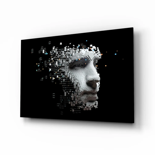 Pixelated Face Canvas Wall Art in Monochrome Digital Style | Insigneart USA | vintageantiquesgifts.com