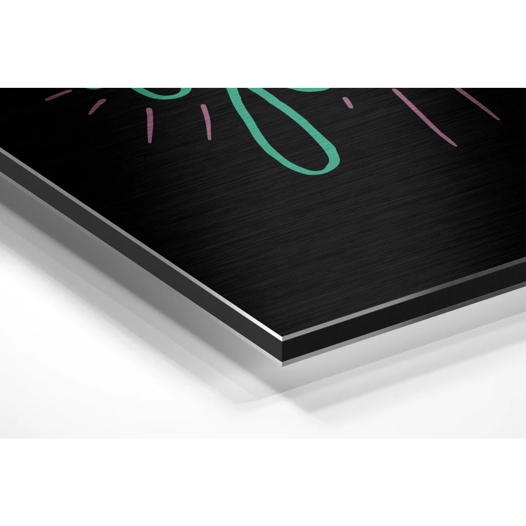 Glass Wall Art Black chalkboard art in brushed aluminium dibond frame