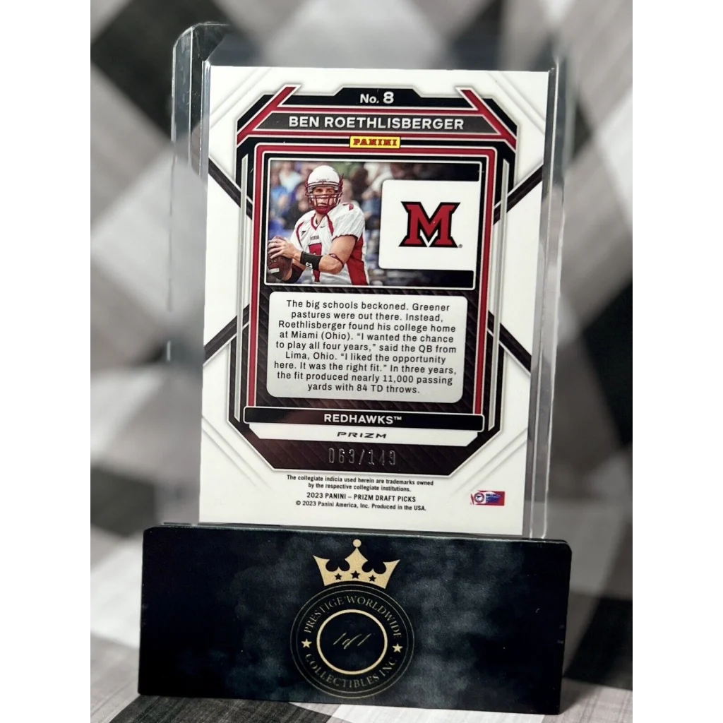 Ben Roethlisberger Redhawks display from Prestige Worldwide Collectibles