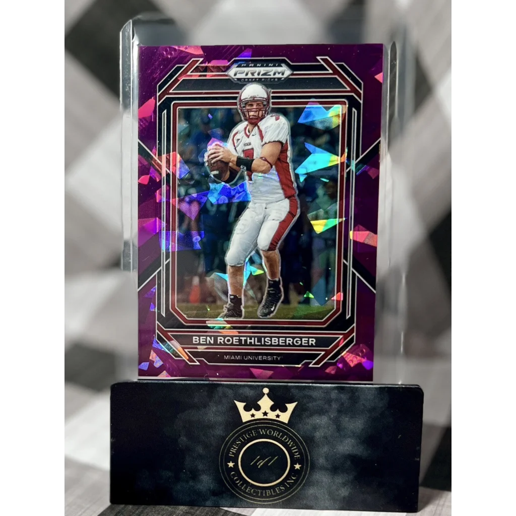 Ben Roethlisberger 2018 Panini Prizm card on acrylic stand from Prestige Worldwide