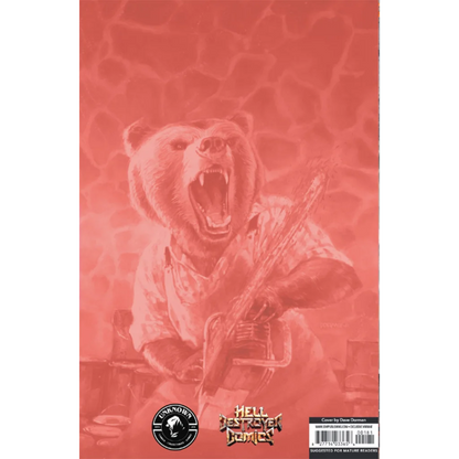 Comic book cover with a bear holding a chainsaw from Dave Dorman Unknown series