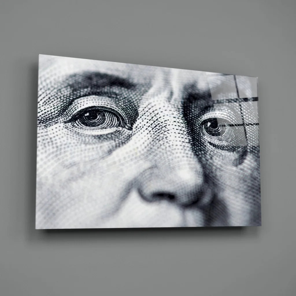 Benjamin Franklin close-up engraving canvas wall art print