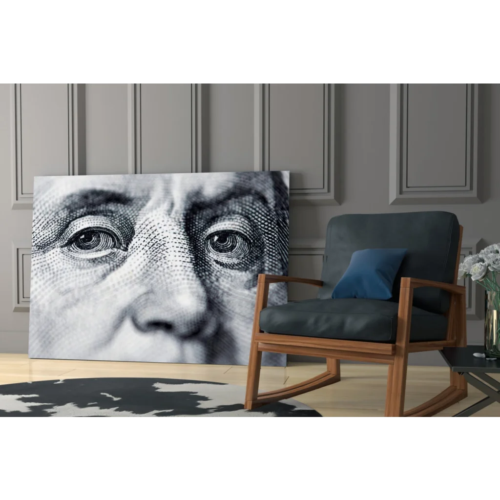 Benjamin Franklin close-up engraving canvas wall art print