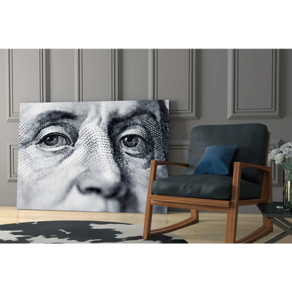 Benjamin Franklin close-up engraving canvas wall art print