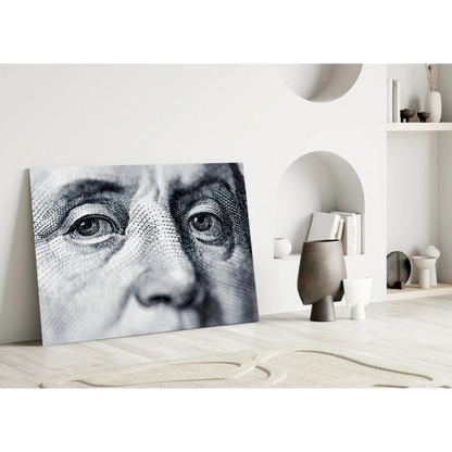 Benjamin Franklin currency engraving black-and-white canvas wall art portrait
