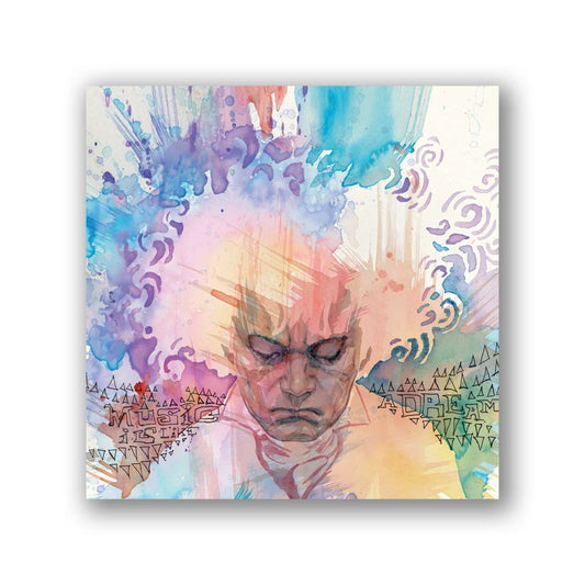 Vibrant watercolor of Berliner Philharmoniker 1st movement with abstract splashes