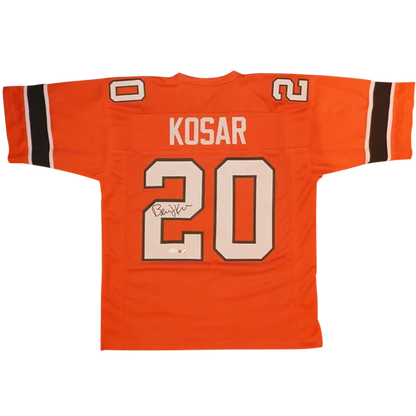 Bernie Kosar autographed orange Miami jersey #20 with Kosar name